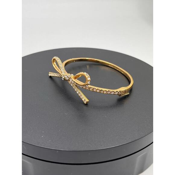 Kate Spade NY Skinny Mini Pave Bow
Gold Plated Hinged Bangle Feminine Bracelet - Picture 4 of 9